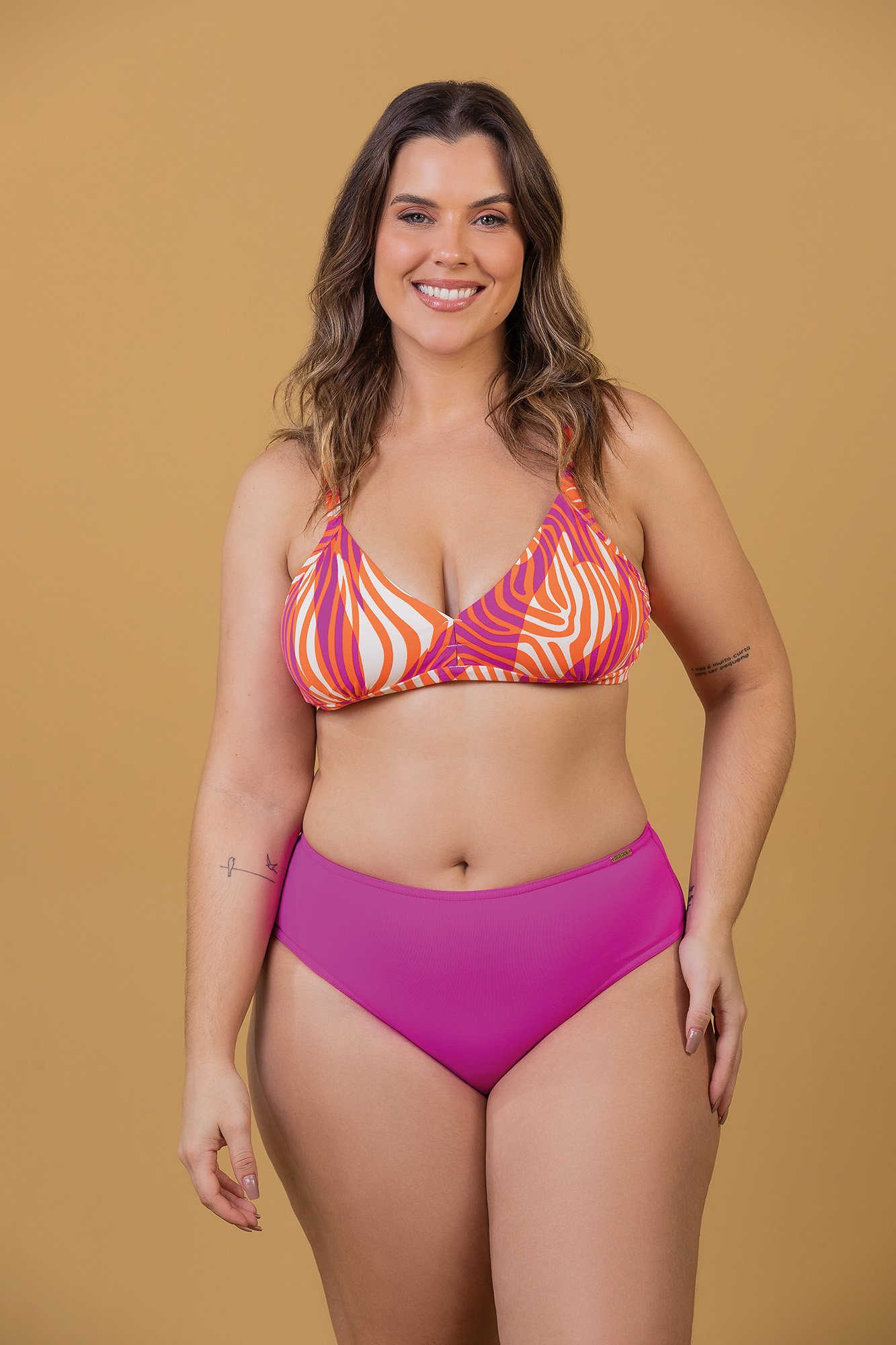 Conjunto Biquíni Sem Bojo Zebra Pink Power